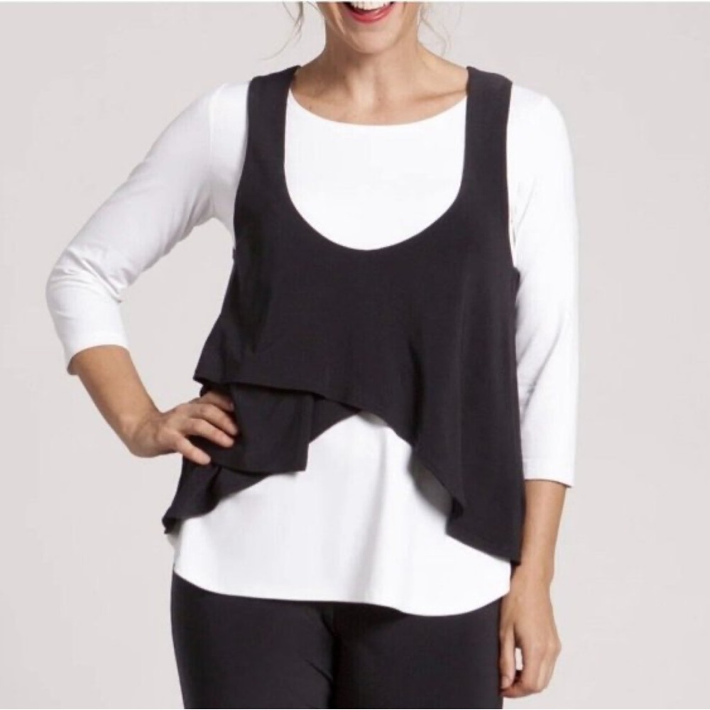 Sympli Cropped Smock Tank Top Black size 4